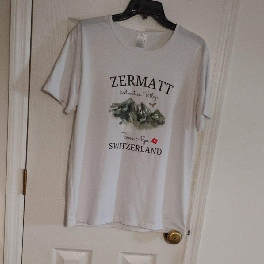 White Zermatt Switzerland T-Shirt men's M